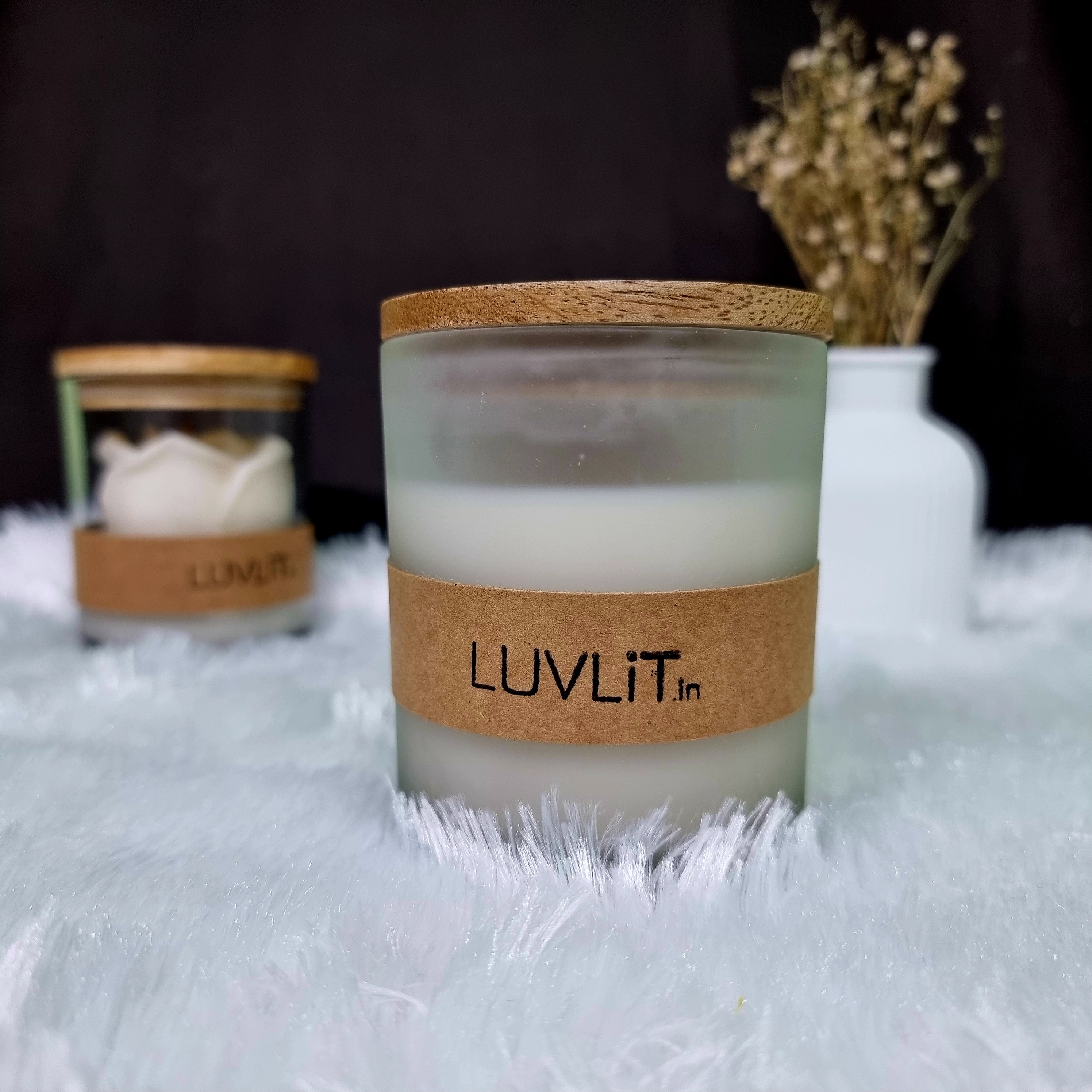 LUVLiT 100%Soy wax Scented candles - Frosted jar with lid